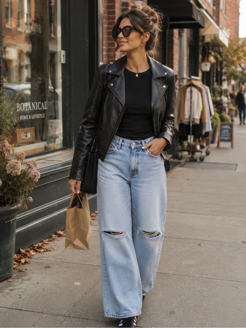 GAP High-Waist Light Blue Wide-Leg Ripped Jeans